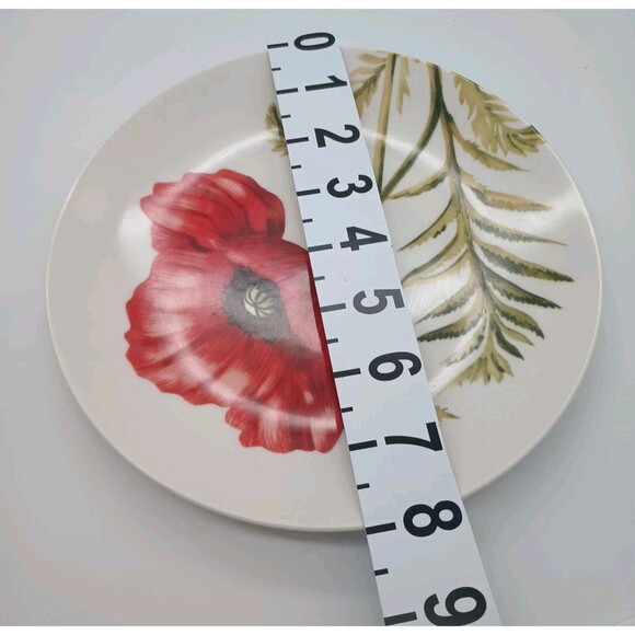 Roscher Red Poppy Lunch Plate Salad Botanical Summer 8" Set Of 2 - Picture 5 of 5